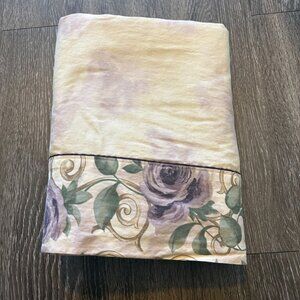 Croscill Chambord Cassis King Flat Sheet Purple Rose Floral Cotton USA